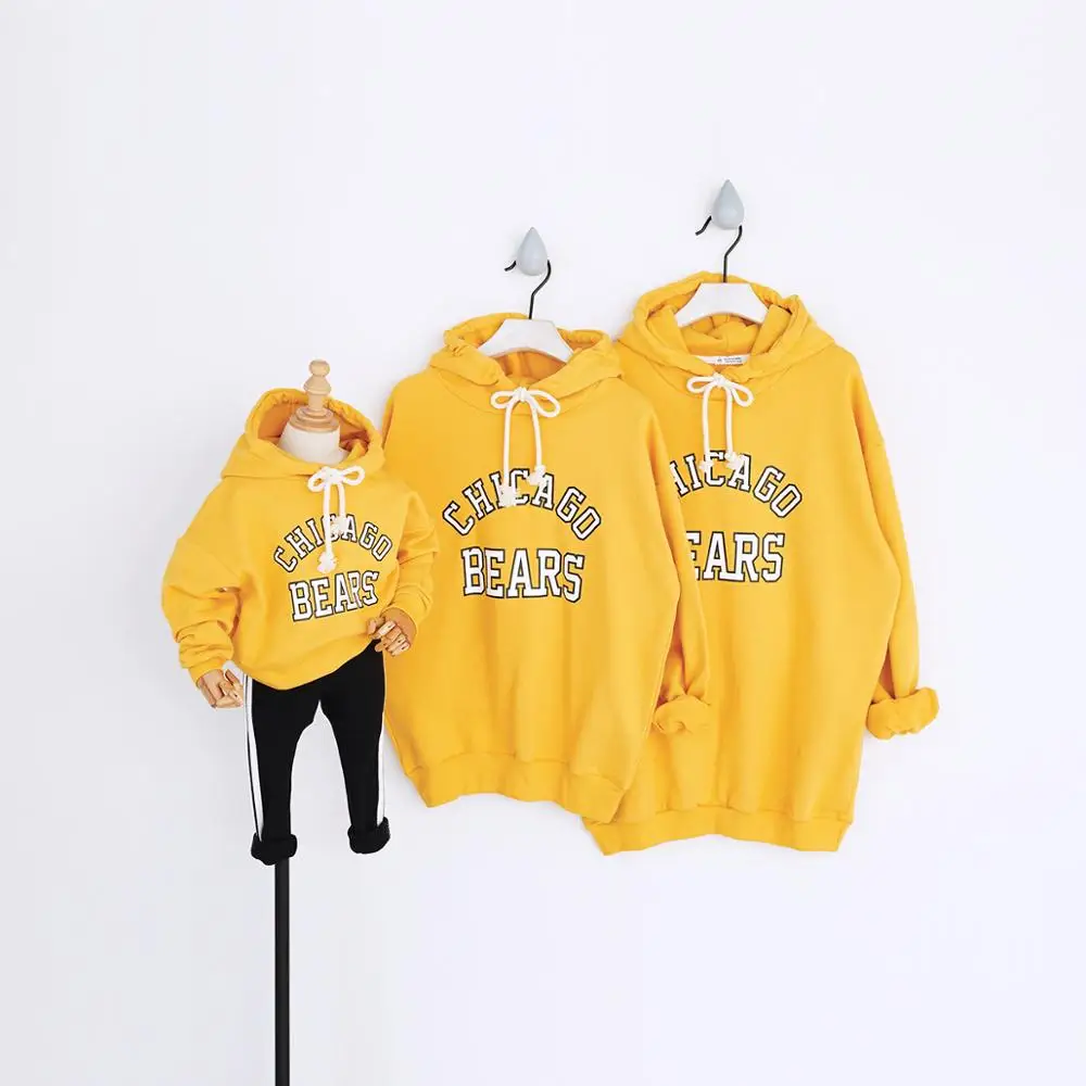 

2019 Fall Hoodies Family Matching Outfits Sport Sweatshirts for a Family of Three Korea Japan Letters Hooded Children Clothes