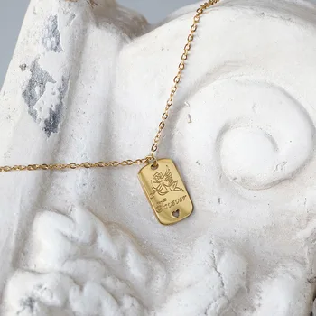 

Amaiyllis Cupid Necklace Forever Love Angel Hollow Square Chain Clavicle Necklace Pendants Jewelry For Lovers