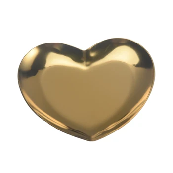 

Easy Clean Dish Jewelry Organize Desktop Fruit Arrange Serving Platter Storage Tray Heart Shape Stainless Steel Party Supplies