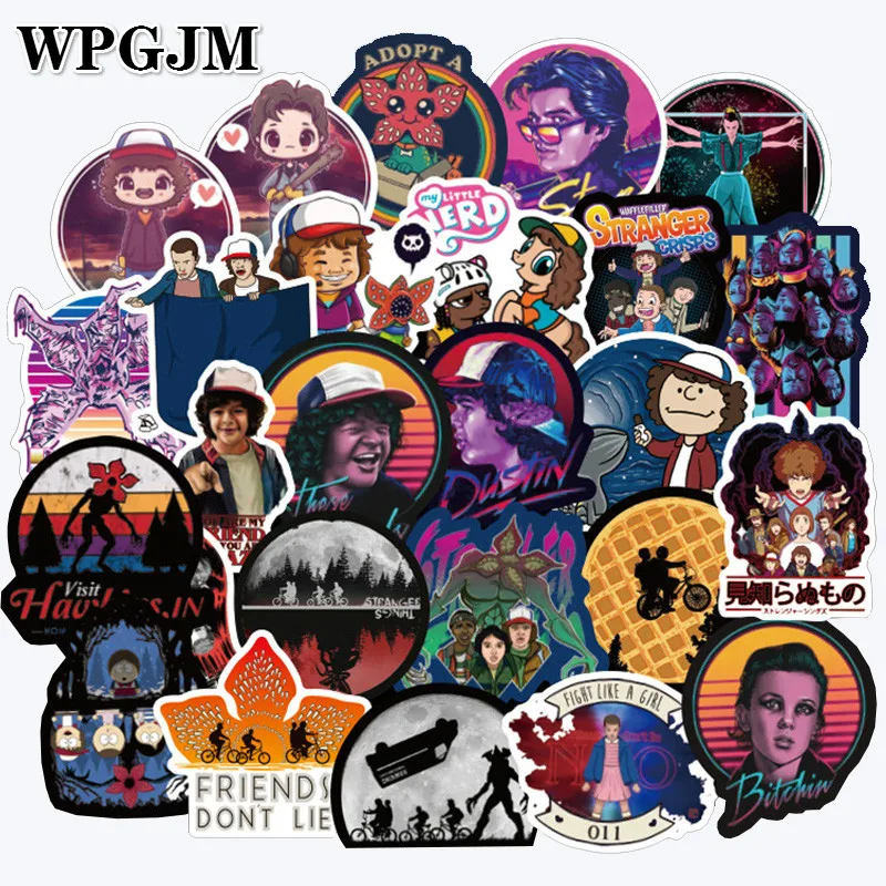 

50PCS Stranger Things Stickers Pack Anime Sticker for Children on The Laptop Fridge Phone Skateboard Suitcase Funny Cool Sticker