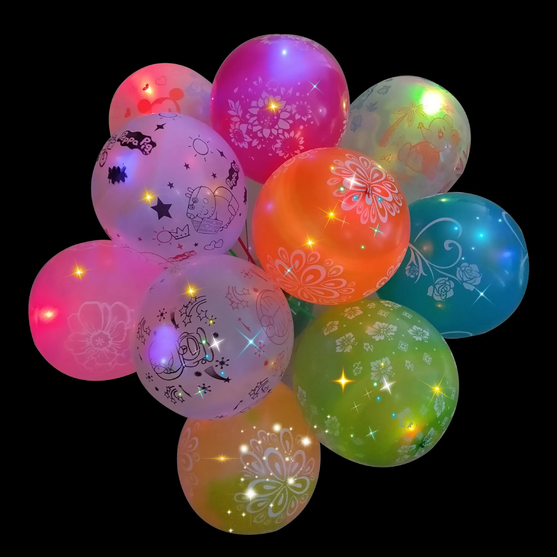 

13cm Luminous Decorative Balloon LED Light Ball Colorful Flash Micro Business Stall Led Ball Wholesale Ball Printed Words