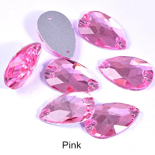 6 размеров стеклянная Каплевидная форма пришить на Стразы Красочные пришивные камни с плоским основанием одежда для одежды Ювелирные изделия для одежды B1286 - Цвет: Pink