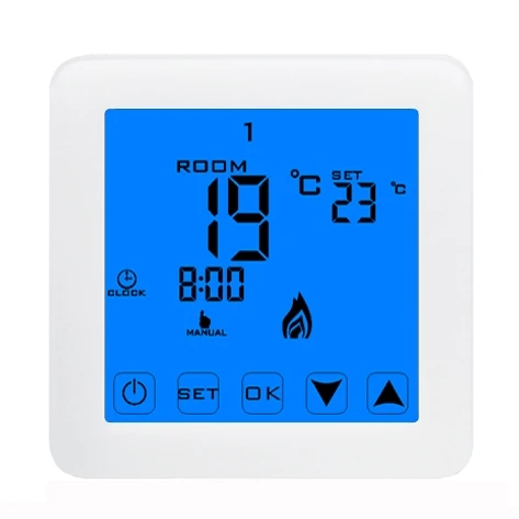 Терморегулятор Термостат с сенсорным ЖК-экраном для электрической системы отопления пола, контроллер комнатной температуры - Цвет: Белый