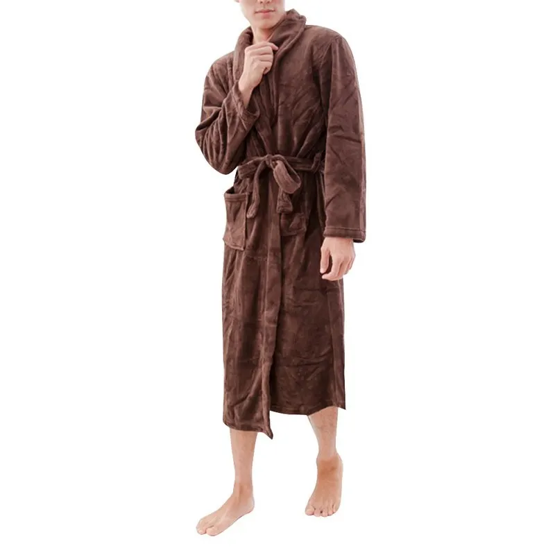 LOOZYKIT мягкие фланелевые коралловые флисовые однотонные платья для мужчин Wo мужские теплые супер длинные банные халаты мужские кимоно халат халаты - Цвет: color 5