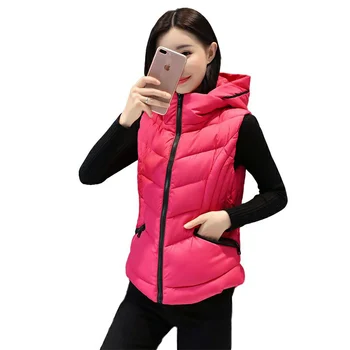 

2019 Women Vests Autumn And Winter Down Cotton Coat Short Vest Women's Slim Thick Cotton Vest Jacket Cotton Vest