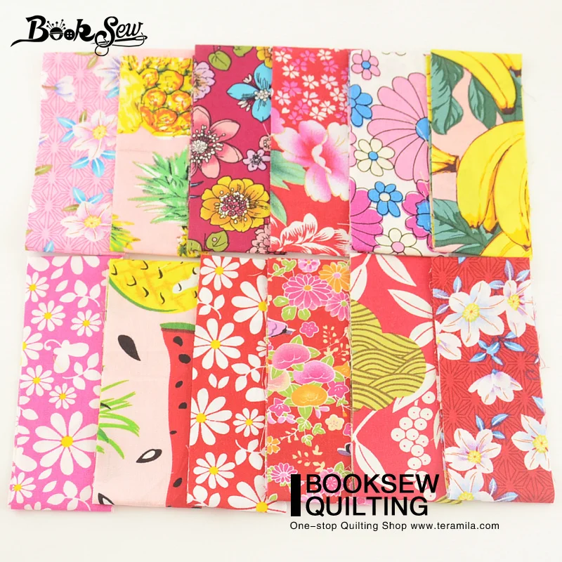 Booksew Хлопок Поплин Ткань 12 шт./партия 5 см x 50 см розовый и красный желе рулоны полоски DIY ремесла лоскутное украшение лоскутное