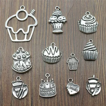 

10pcs Charms Cupcake Antique Silver Color 3D Cupcake Pendant Charms Birthday Cake Charms Jewelry Accessories