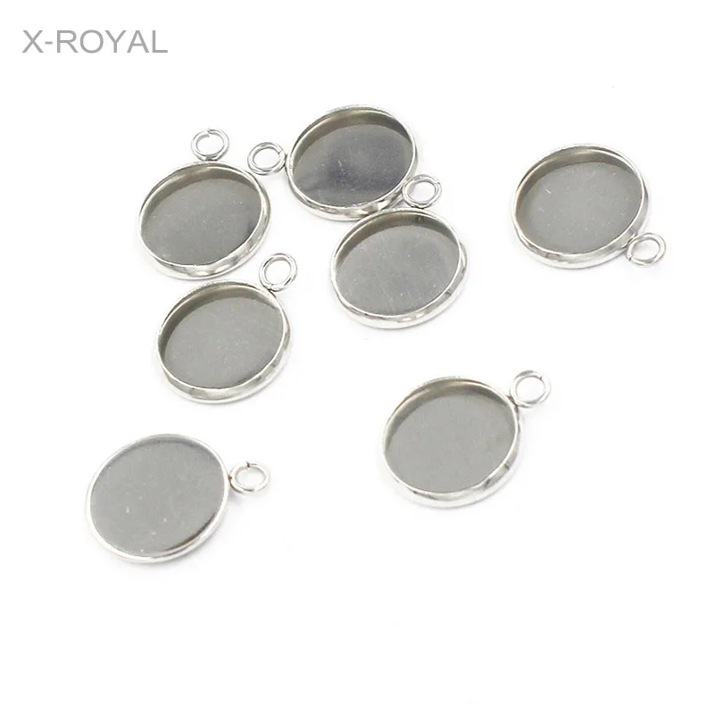 

X-ROYAL 20Pcs/lot 12mm Necklace Fish Scale Pendant Setting Cabochon Base Blank Jewelry DIY Making Findings Earring Settings Base