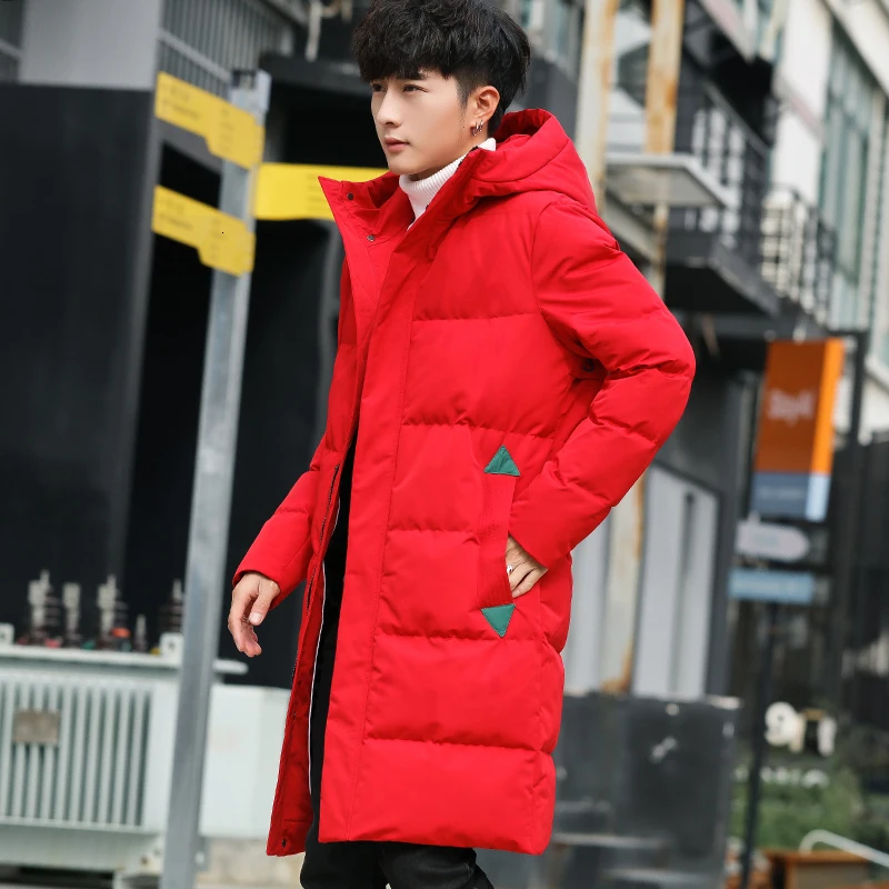 UYUK2109 Winter New Style Art Casual Fashion Hooded Printing Long Section Thickening Trend Street Men's Cotton Clothes