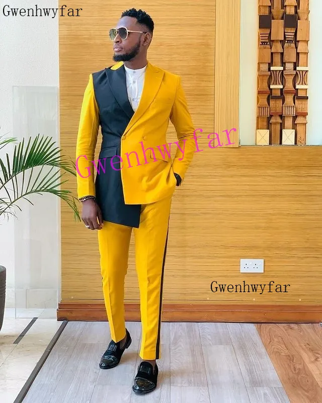 

Мужские костюмы Gwenhwyfar, модный двубортный блейзер для жениха на выпускной, облегающий пиджак и брюки, деловой Повседневный смокинг из двух предметов