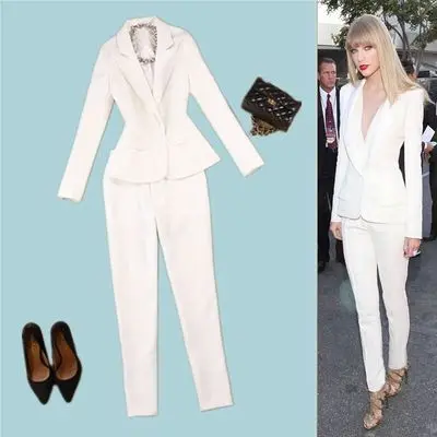 Fashion Office Lady Womens Business Suits Orange Pants Suit Formal OL Business Suit Long Sleeve Trouser Suit Women Suits Pink - Цвет: 5