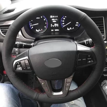 Free Shipping High Quality cowhide Top Layer Leather handmade Sewing Steering wheel covers protect For Hyundai Mistra