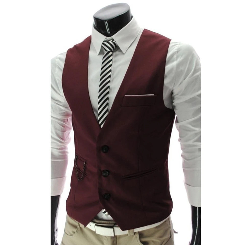 Мода размера плюс мужские жилеты костюм жилет сплошной цвет мужской S-lim жилет деловой жилет, костюм для мужчин офисный Свадебный костюм жилет