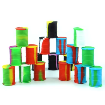 

5pcs 11ml Silicone Storage Box with Cover Oil Drum Shape Storage Container Wax Oil Container Ointment Storage Containers