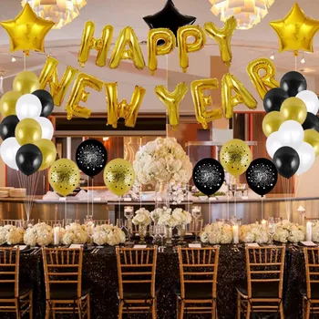 

New 2020 Foil Balloon Happy New Year Star Round Number Balloon for Christmas Home Decoration New Year 2020 Decor