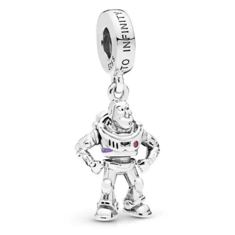

2019 New 100% 925 Sterling Silver Summer Pixar Toy Story Buzz Lightyear Pendant Charm Fit DIY Bracelet European Original Gift