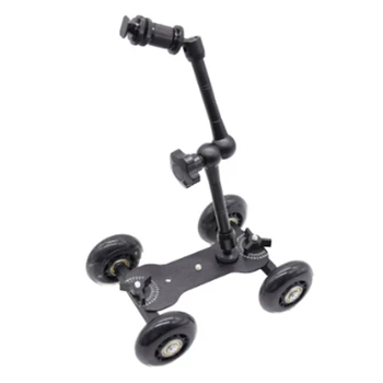 

Sports Camera Photography Rail Car Four-Wheeled Black Ultra-Quiet Desktop Mini SLR Camera Trolley