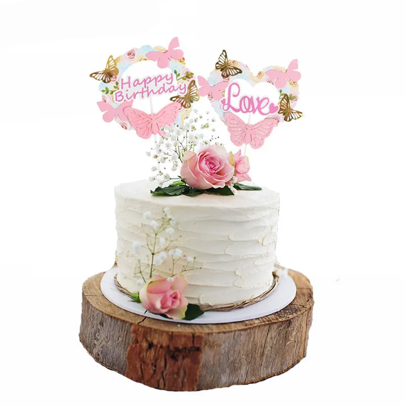 1 Pieces Papillon Fleurs Joyeux Anniversaire Gateau Topper Anniversaire Cupcake Gateau Drapeau Toppers Bebe Douche Garcon Fille 1st Anniversaire Fournitures Aliexpress