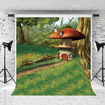 

VinylBDS Green Forest Photography tudio Backgrounds Mushrooms Backgrounds Children Photo Studio Photography Backdrops Spring