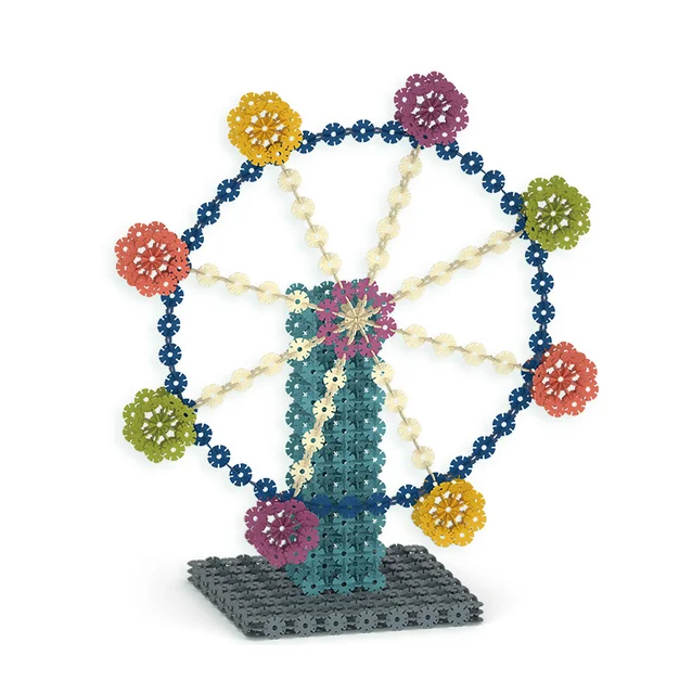 Morandi color series snowflake flake building block large size plug boys and girls DIY plastic toys 5