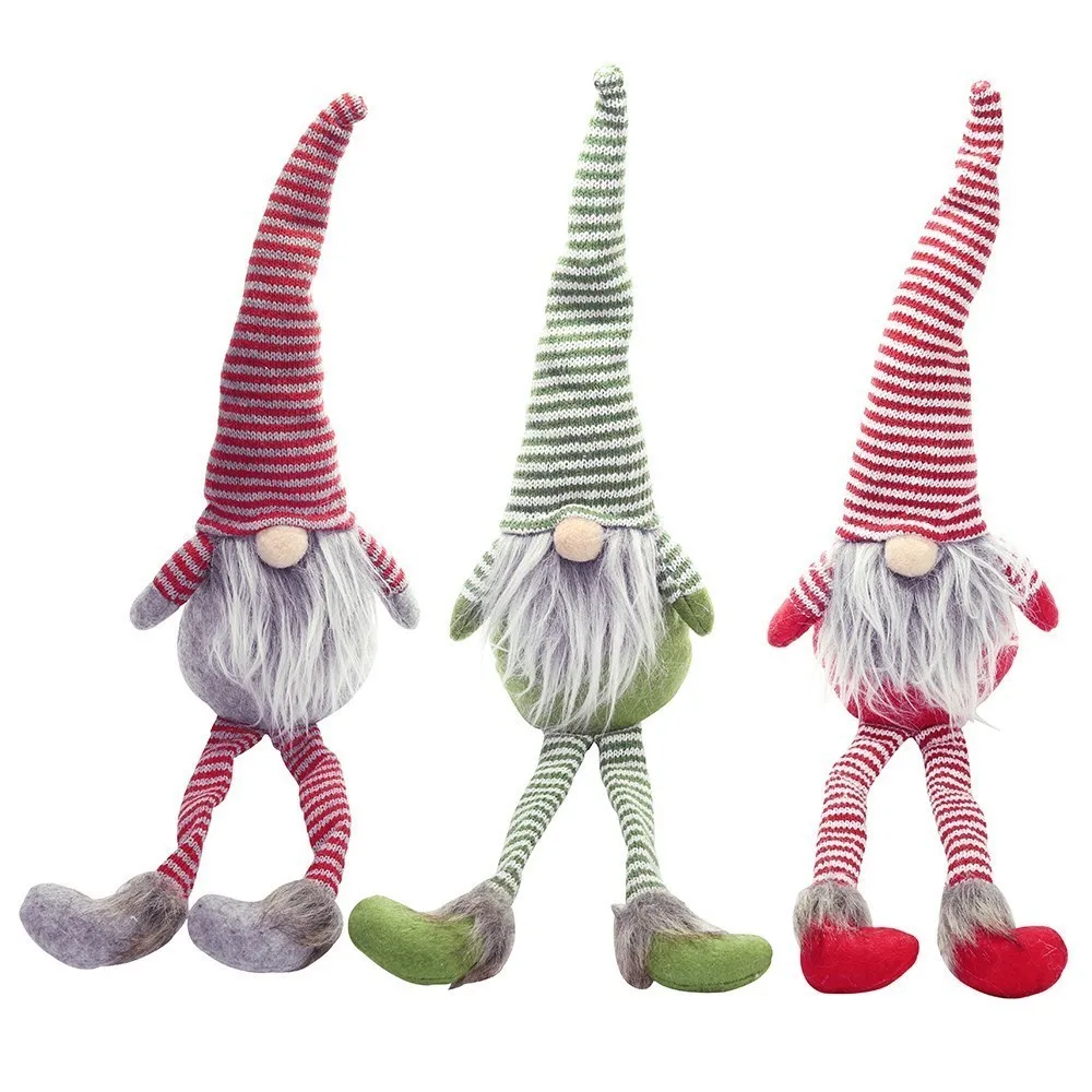 

2020 New Year Christmas Striped Hat Doll Plush Dolls Hanging Leg Decoration Ornaments Pendant Party Houses Pendant Xmas Festival
