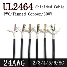 1 metr 24AWG UL2464 ekranowany kabel sygnałowy 2 4 6 8 rdzeń PVC izolowany kanał słuchawki Audio sterowanie miedzią przewód osłonowy