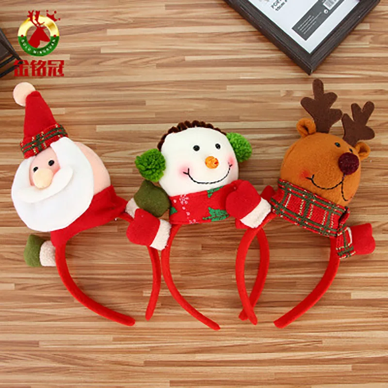 

Christmas Headband Big head doll Xmas Hair Band Clasp Headwear Head Hoop Party Snowman Old man elk Headhoop Christmas Gift