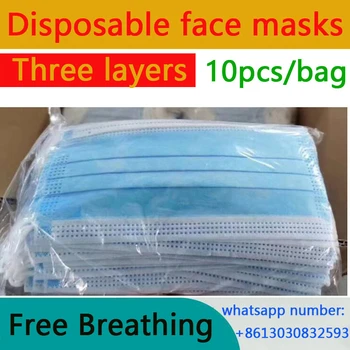 

10 pcs Safety Masks 3 Layer anti haze dust mask anti flu fog Disposable Protective Face Mouth Masks PM2.5 Facial Dust-Proof