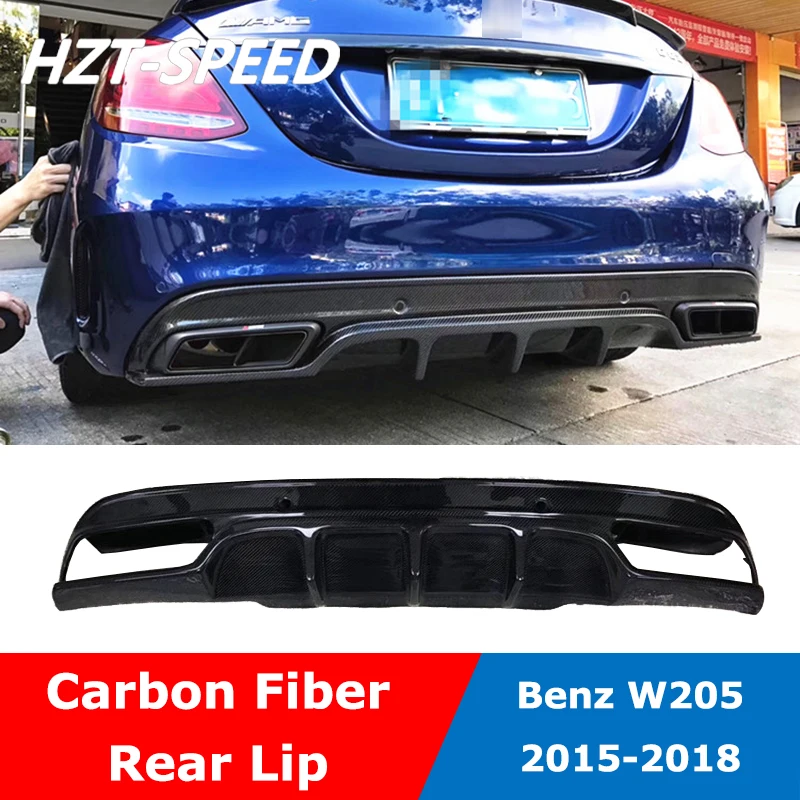 W205 FD стиль карбоновый задний бампер Лопата для губ Диффузор спойлер для BENZ C Класс C200 C63 C300 C180 купе и седан