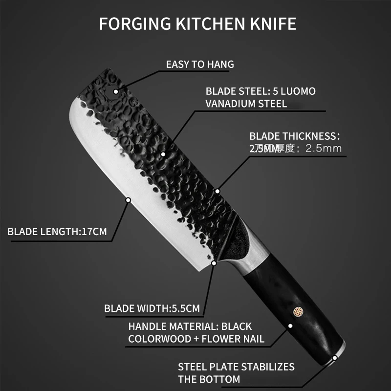 

8inch Kitchen Knife Stainless Steel Meat Chopping Cleaver Slicing Vegetables Chinese Chef Knife Forged Knife Tools Couteau