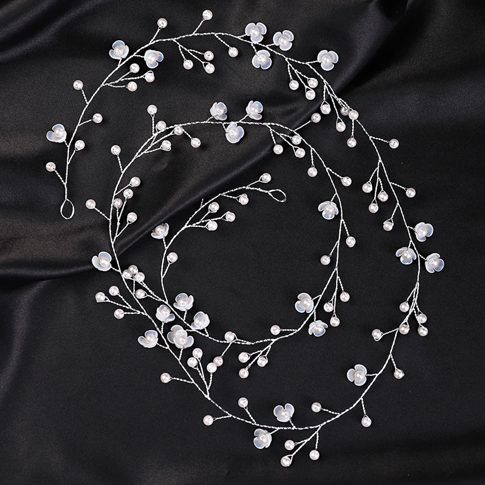 Pearl Flower Bridal Hair Vine Brides Headwear Party Prom Hair Accessories Wedding Jewelry Women Headbands Fashion Tiara