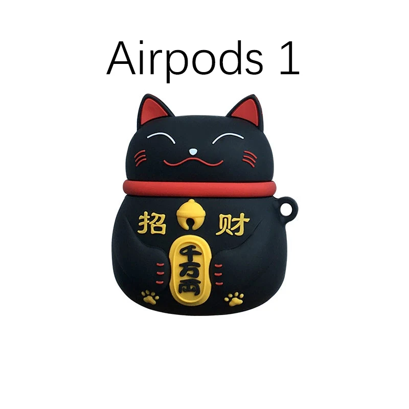 Auroras чехол для Apple Airpods Pro милый счастливый кот дизайн уникальные полные аксессуары для наушников протектор для Apple Airpods 1 2 Чехол - Цвет: Airpods 1 (Black)