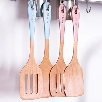 

Cooking Utensils Long Handle Wooden Slotted Turners Pancake Shovel Pot Spatula Frying Fish Shovel Kitchen Tool hot