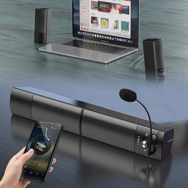Detachable Computer Speakers Home Bluetooth Music Box Bass Surround Sound Bar Subwoofer for PC Laptop Multimedia Speaker