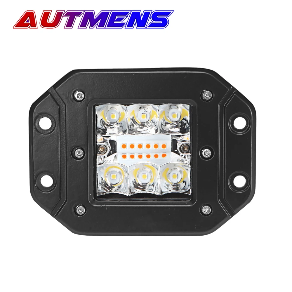 

Atumens 2PCS 12W 5 inch led work light car auto flashing led lights strobe flush mount led pods work lamp white amber