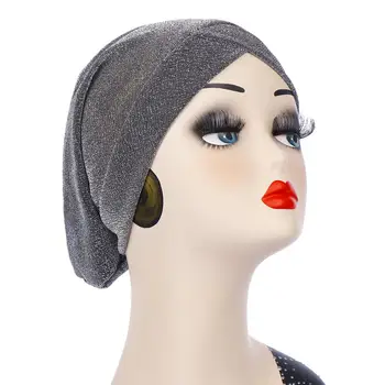 

Wholesale Cross Forehead Indian Turban Hat For Women Bright Silk Cloth Women Bonnet Beanie Cap Head Cover Sleep Caps TB-149