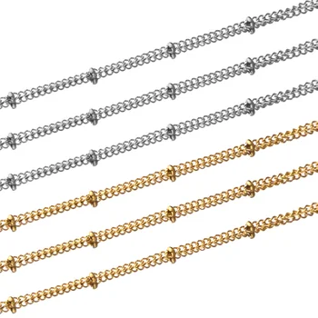 

2 Meters Stainless Steel Tube Beaded Cable Link Clip Beads Chain for DIY Anklet Necklaces Bracelet Jewelry Making Supplies