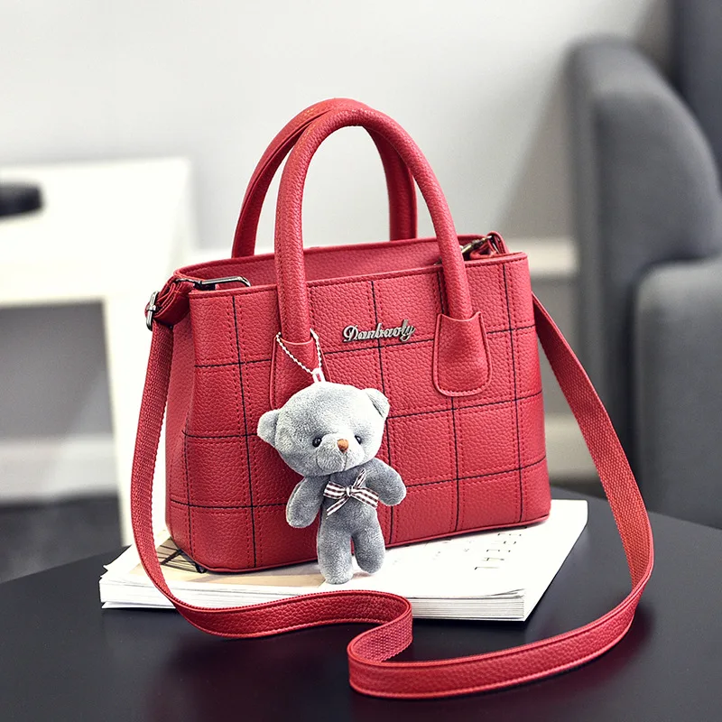 

Vintage Nubuck Leather Women Bags Female Top-handle Shoulder Bags Fur Ball Pendant Handbag Cross Body Messenger Bag red boston
