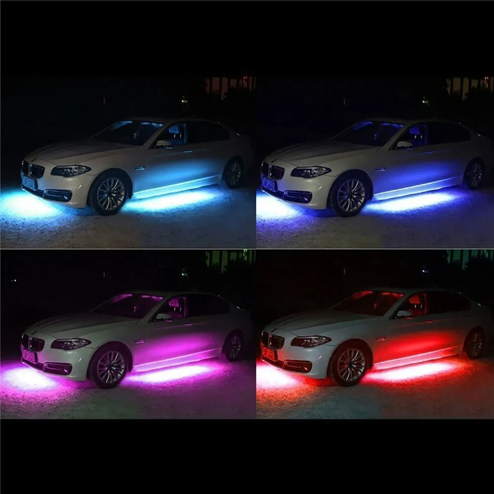 Беспроводной пульт ДУ со звуковым управлением RGB Светодиодная лента Автомобильная днище атмосферный неоновый светильник s Автомобильный интерьер музыкальный пульт дистанционного управления