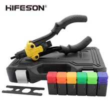 Hifeson inserção mandrels rosqueado mão rebite porca arma manual rebitador para rebitagem rivnut ferramenta m3 m4 m5 m6 m8 m10 porca de ferro caixa de ferramentas