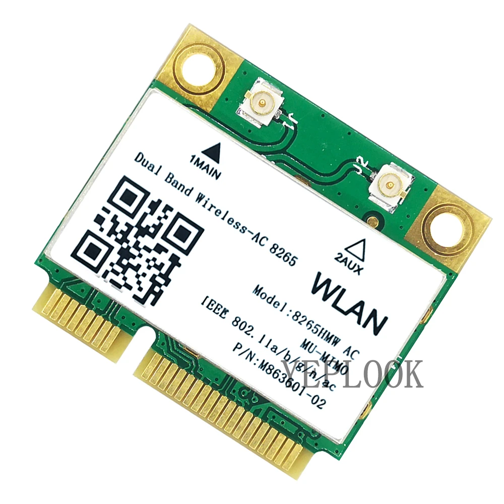 무선-AC 8265 8265HMW 8265AC 867Mbps+300Mbps 듀얼 밴드 2.4G/5Ghz 802.11ac 2x2 Bluetooth 4.2 미니 PCIe 하프 사이즈 네트워크 카드