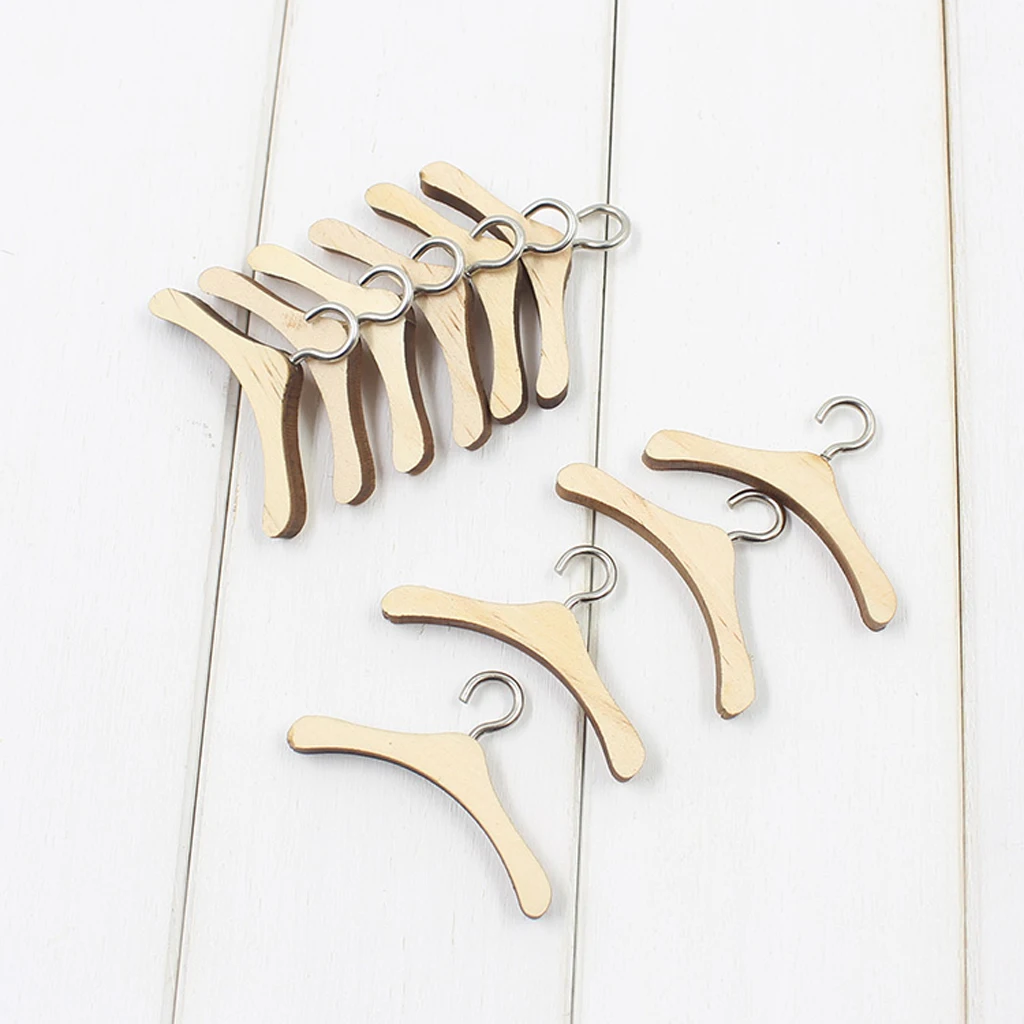 10 PCS Wooden Metal Hook Clothes Hanger for 12'' Neo  Blythe Dolls Fairy House Kits