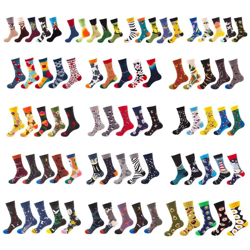 5 пар носков унисекс Crazy Crew знаменитые носки скейтборд с рисунками из мультфильмов