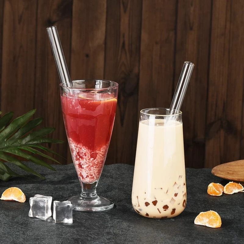 Glass Straws, Reusable Drinking Straws, for Smoothies, Cocktails, Milkshakes, Frozen Drinks, Smoothies, Bubble Tea, Environmentally Friendly, Size: 20