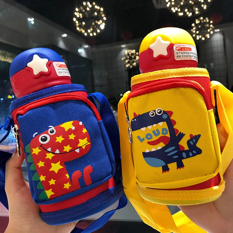 

Cute Creative Children Insulated Cup with Straw Dual Purpose Water Cup Students Portable Little Dinosaur Shatter-resistant Baby