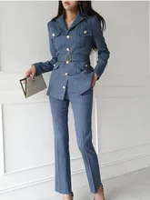  2022 Woolen Pant Suit Women Single Breasted Blazer Coat+Wide Leg Pants Lady Blazer Suit 2 Piece Set Office Female Trouser Suits 
