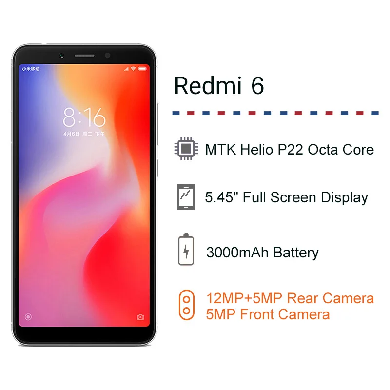  Original Global Version Xiaomi Redmi 6 4GB RAM 64GB ROM 5.45