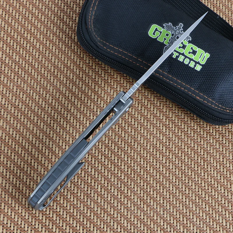 Зеленый шип, быстрооткрывающийся D2 лезвие, титановая ручка, Походный нож для выживания на открытом воздухе, практичный нож, инструмент для повседневного использования