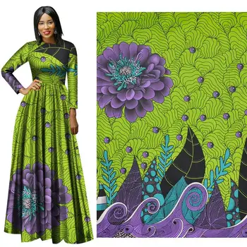 

Green Flower Printed African Veritable Wax Fabric For Wedding Party DIY Cloth Materials 2020 Ankara Nigerian Wax Print Wax