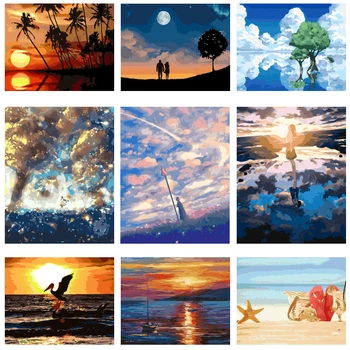

YIJIE DIY Painting By Numbers Landscapes Kits Drawing On Canvas HandPainted Painting Art Gift DIY Home Decoratio